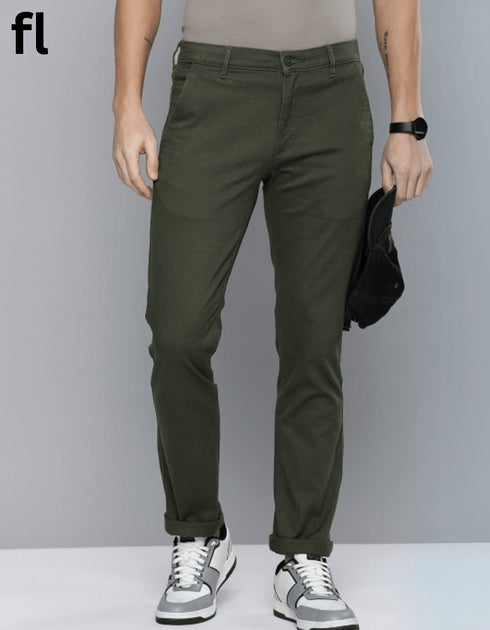 Olive Green Cotton Imported Stuff Pant Smart Fit